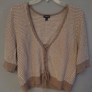 Torrid Brown and Cream Cardigan with V-Neck and Relaxed Fit